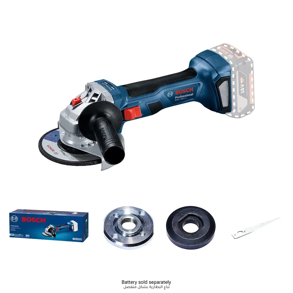 Bosch Professional Cordless Angle Grinder, GWS 180 LI- EC (18 V)