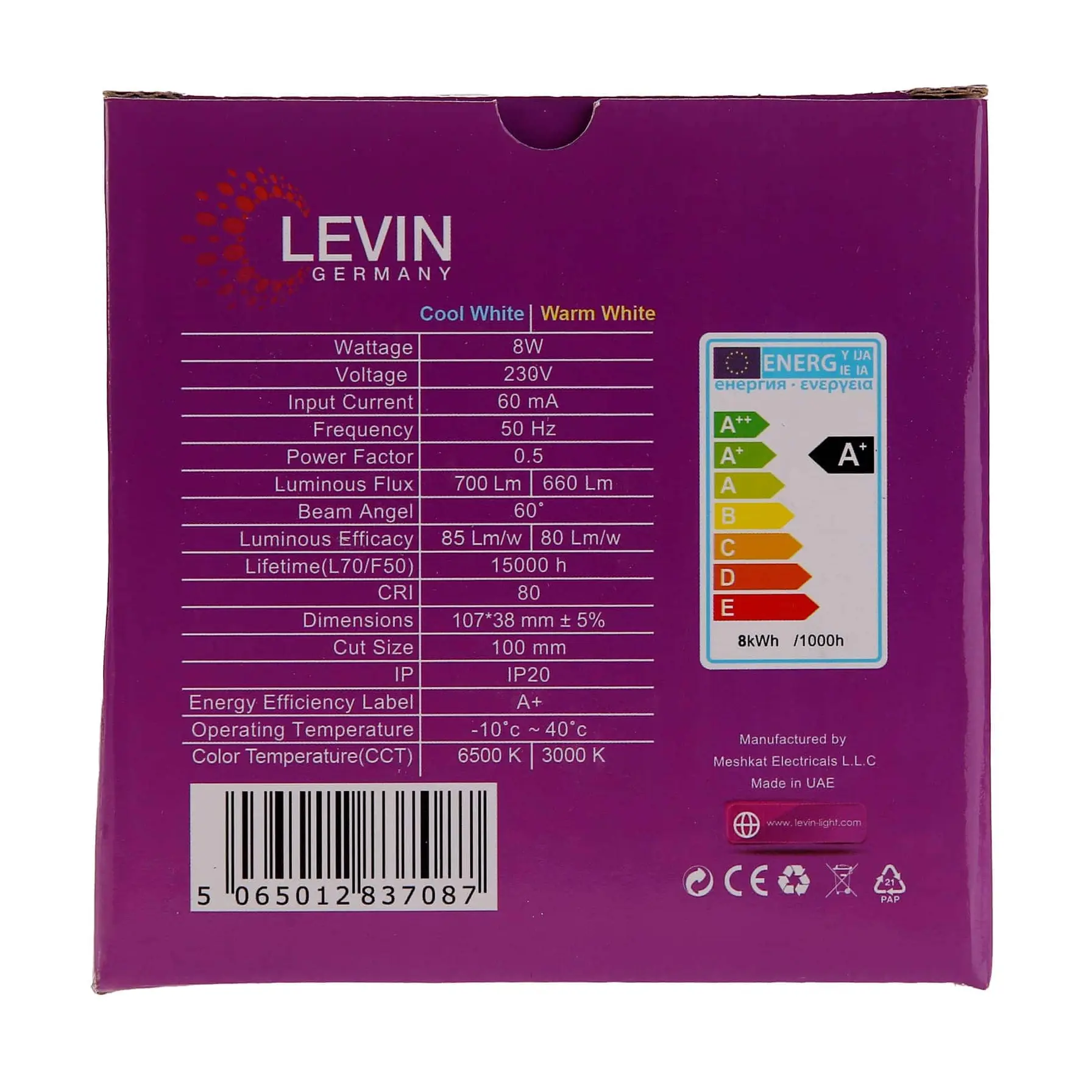 Levin SMD Adjustable Spotlight (8 W, Warm White)