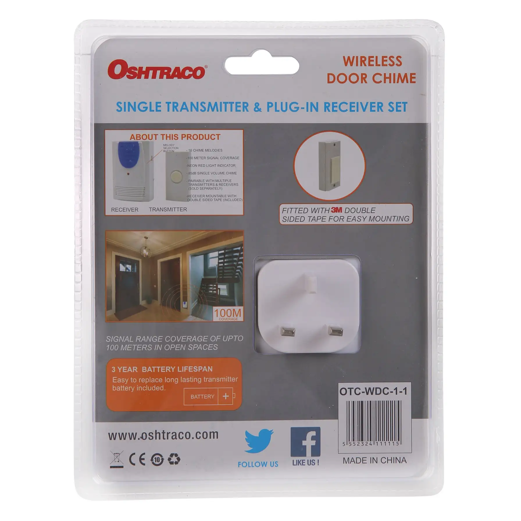 Oshtraco Wireless Door Chime (100 m)