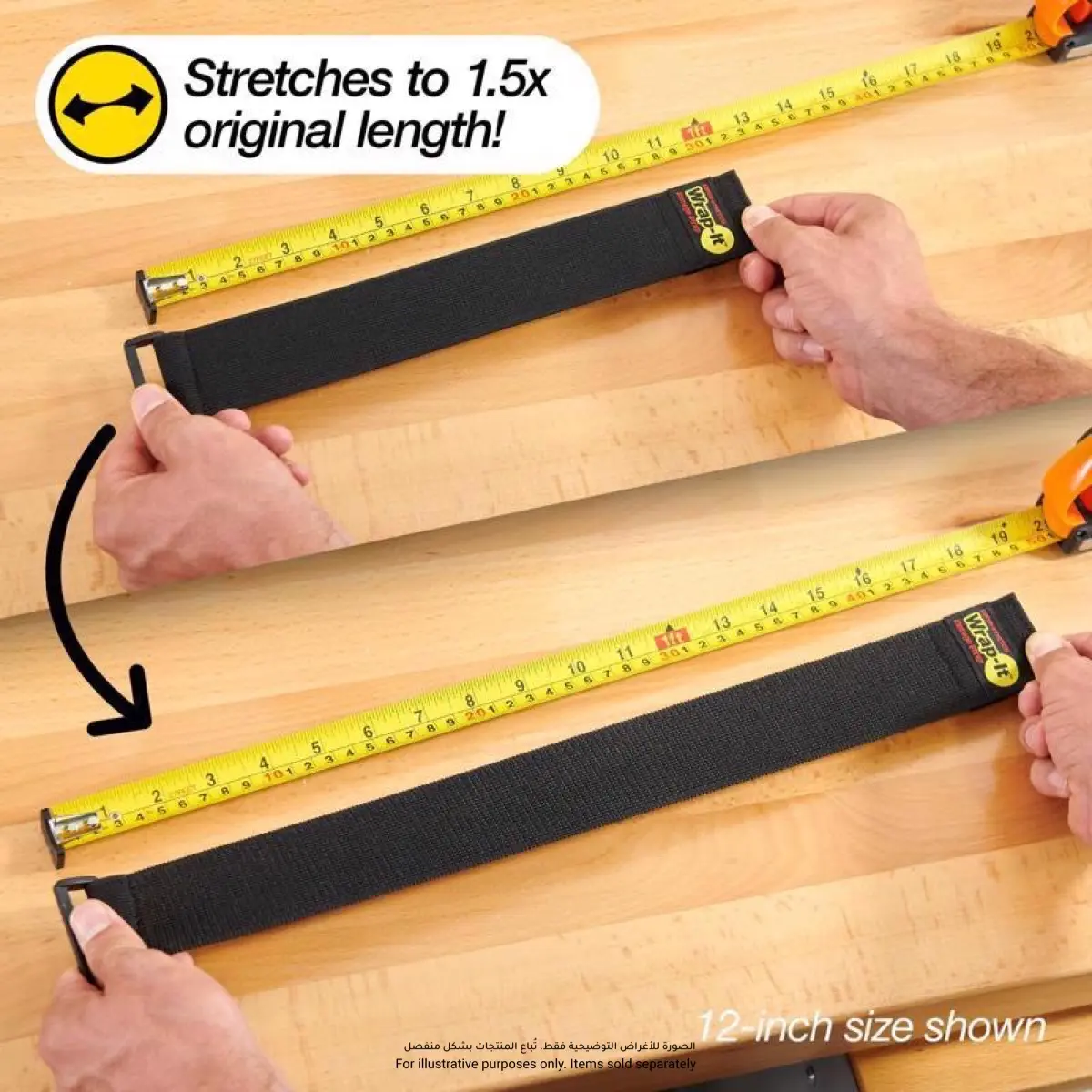 Wrap-It Super Stretch Storage Straps Pack (Black,  30.4 cm, 4 Pc.)