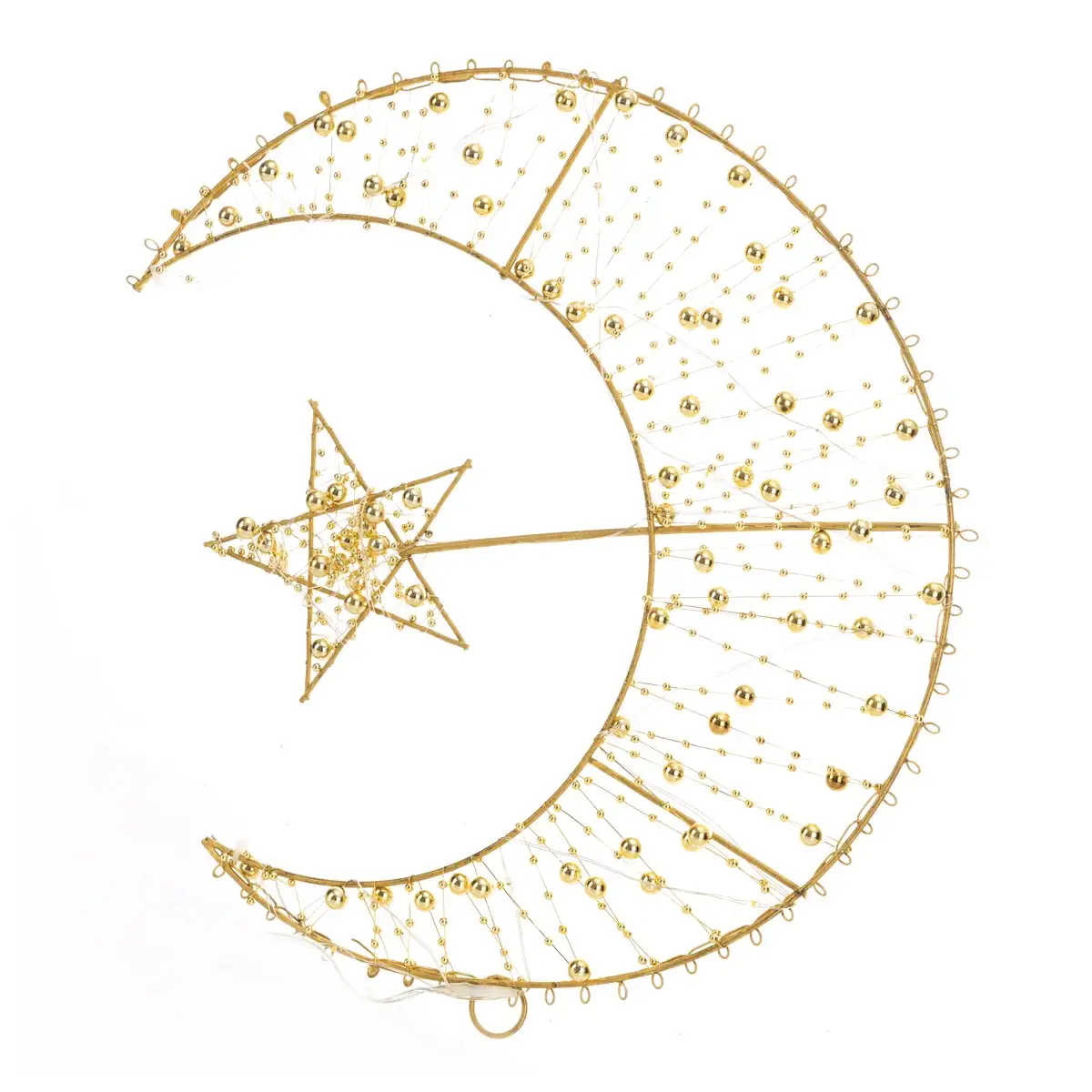 Oasis Flat Beaded Moon with Stars Decor (30 cm)