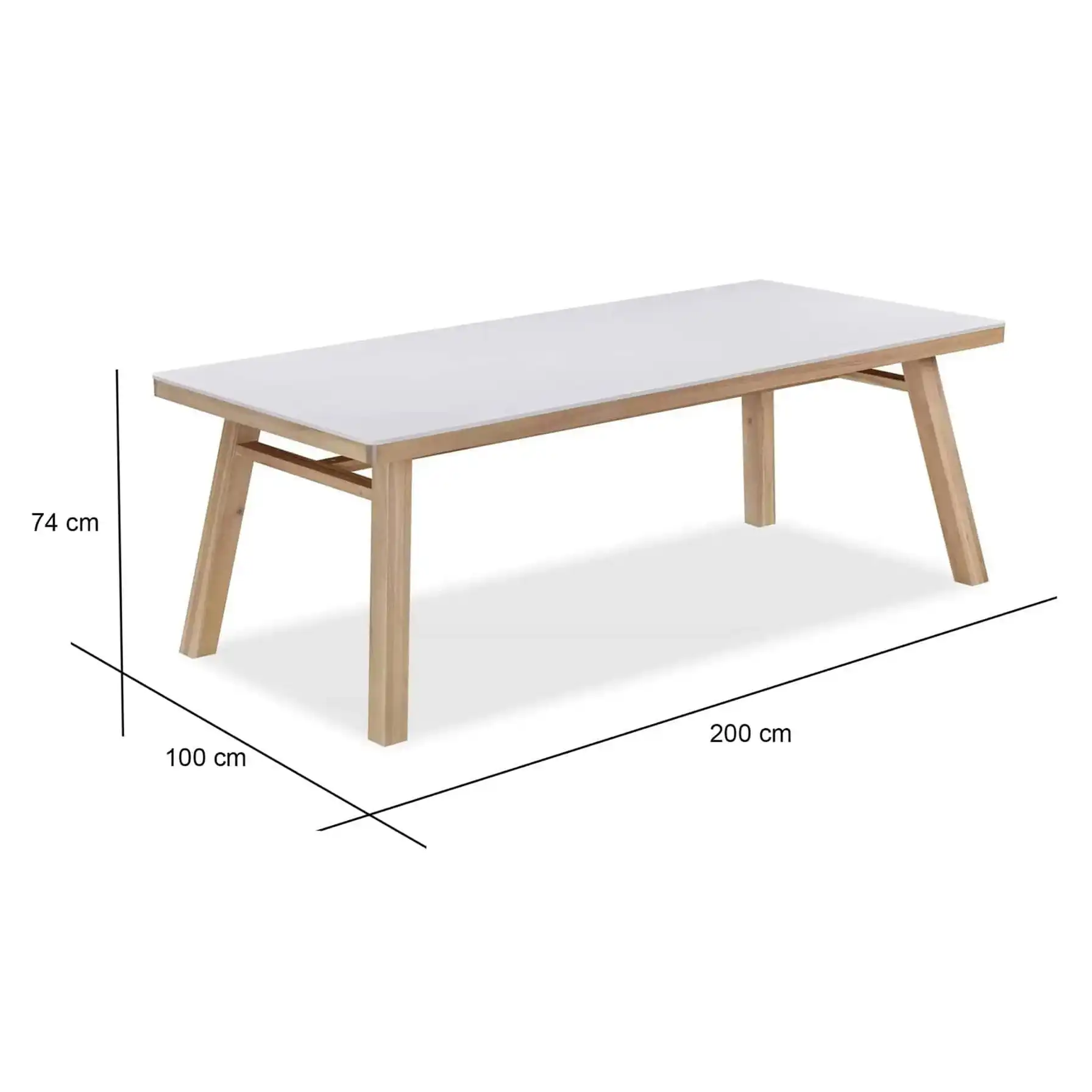 TAH Acacia Wood Dining Table W/Cement Top (200 x 100 x 74 cm)
