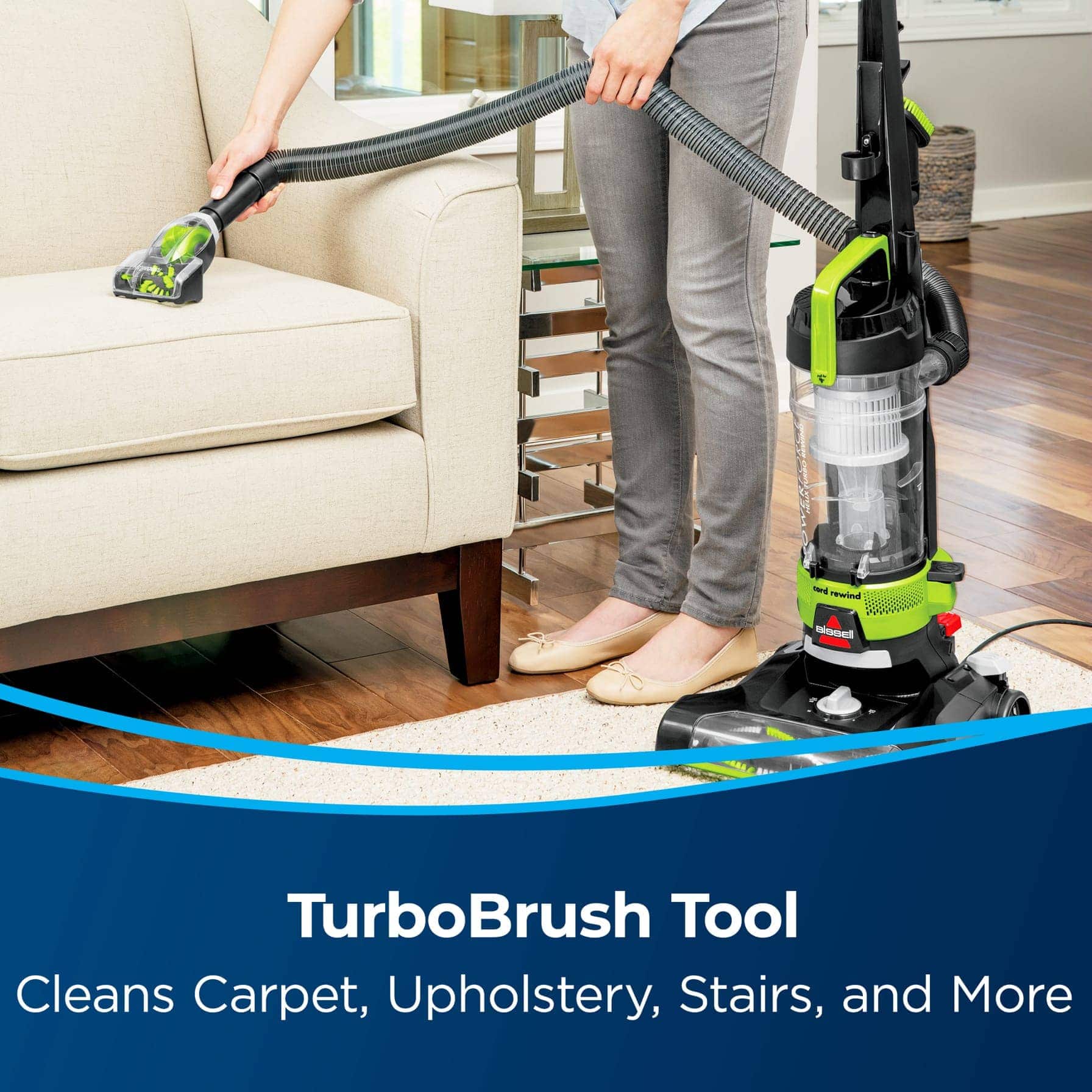 BISSELL Upright Vacuum Cleaner PowerForce Helix Turbo Rewind Rotated Brush Cleaner, 2261E (1000 W)